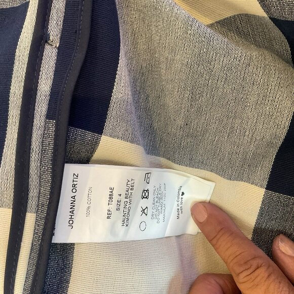 JOHANNA ORTIZ Zona Franca S.A.S. Blue/white Plaid Vest/dress Red Bow 4 W/pockets - Picture 14 of 15